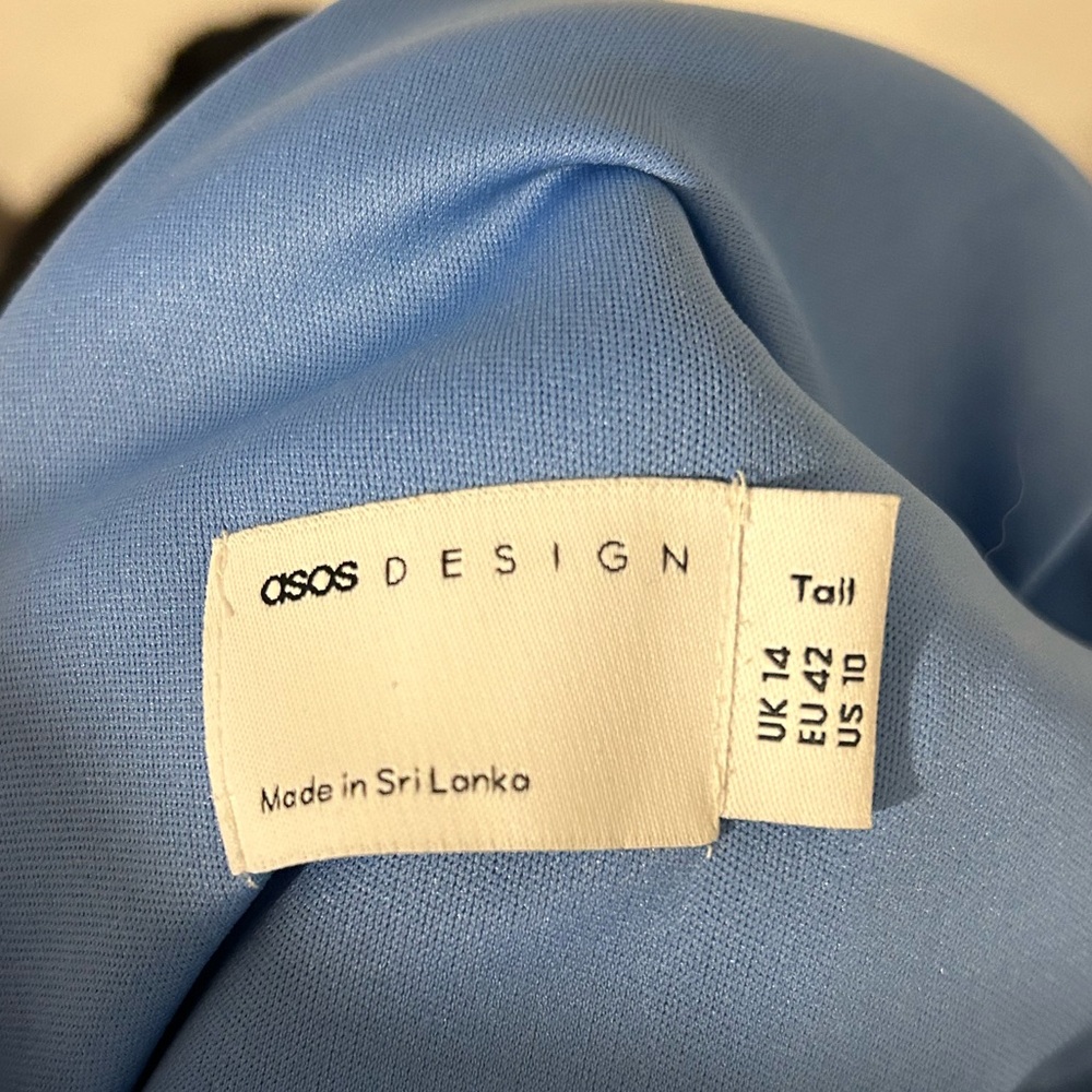 ASOS DESIGN Tall fallen shoulder pleat midi dress in parisian blue - Picture 6 of 6